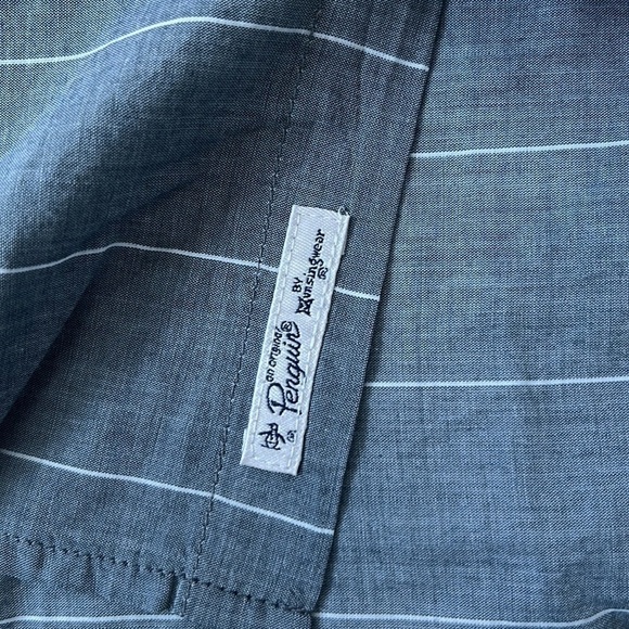 PENGUIN by Munsingwear Shirt Striped Button Down Dark Sapphire size Large - Picture 7 of 10